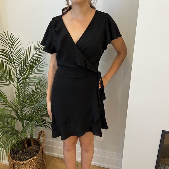 Black mini wrap dress - Picture 2 of 4